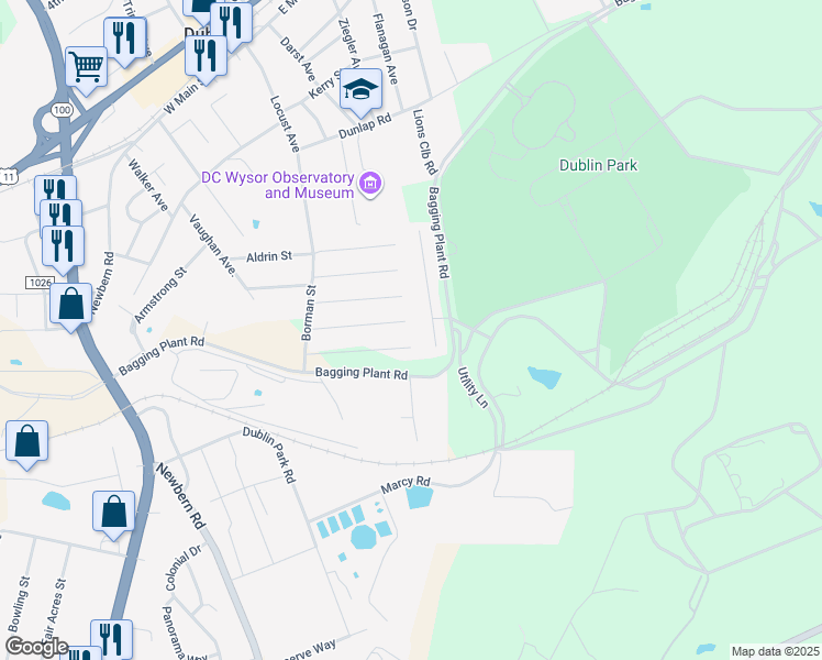 map of restaurants, bars, coffee shops, grocery stores, and more near 5506 Stafford Dr in Dublin
