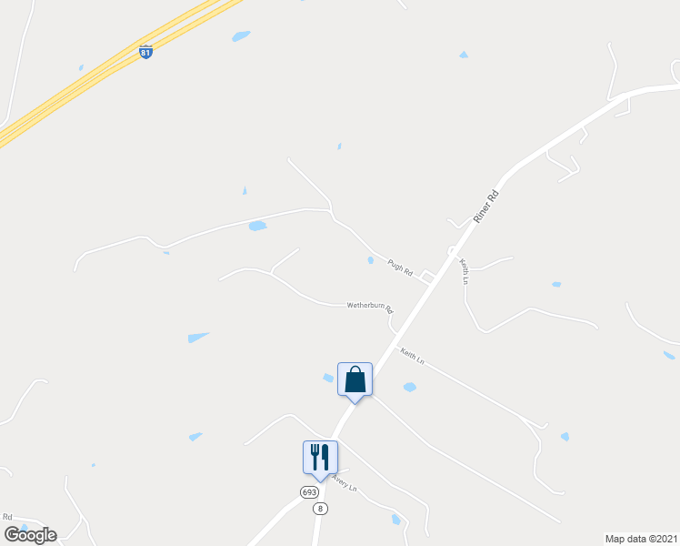 map of restaurants, bars, coffee shops, grocery stores, and more near 2010 Wetherburn Road in Christiansburg