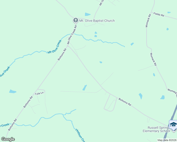 map of restaurants, bars, coffee shops, grocery stores, and more near Bottoms Road in Russell Springs