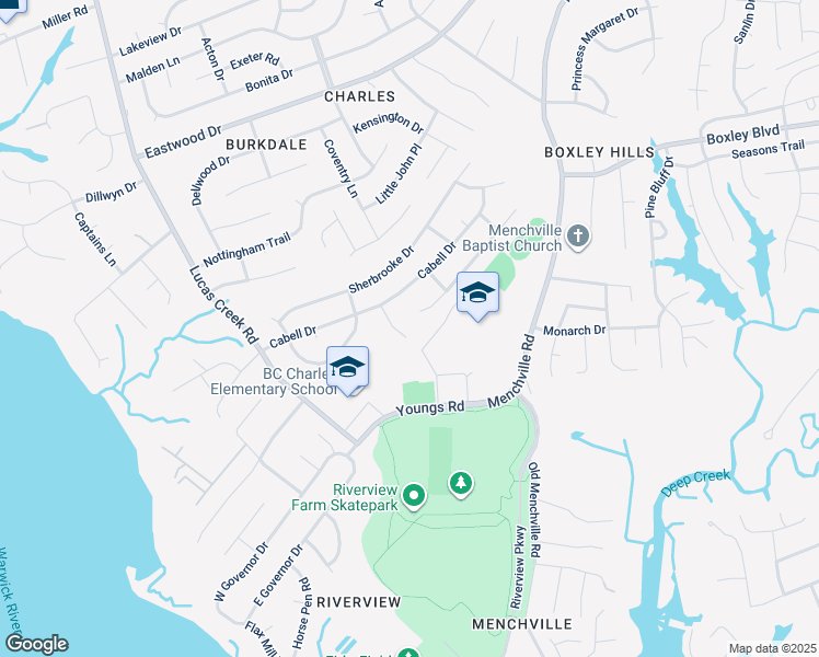 map of restaurants, bars, coffee shops, grocery stores, and more near 310 Tahoe Drive in Newport News