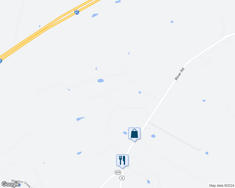 map of restaurants, bars, coffee shops, grocery stores, and more near 2710 Christiana Court in Christiansburg