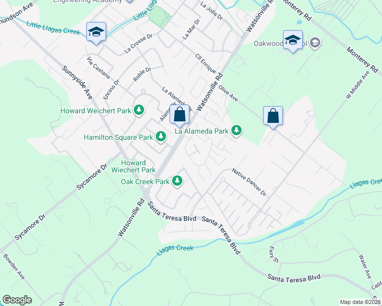 map of restaurants, bars, coffee shops, grocery stores, and more near 15120 Venetian Way in Morgan Hill