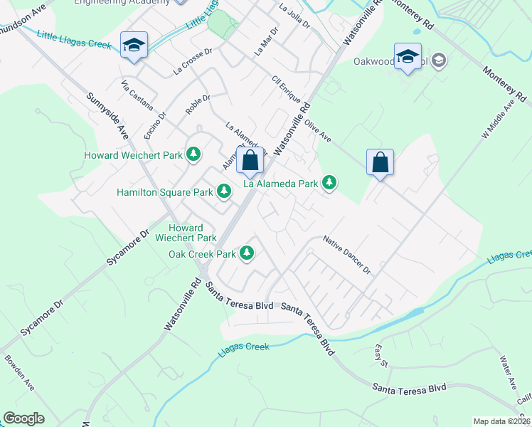 map of restaurants, bars, coffee shops, grocery stores, and more near 15120 Venetian Way in Morgan Hill
