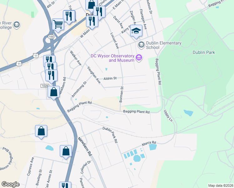 map of restaurants, bars, coffee shops, grocery stores, and more near 5435 Borman Street in Dublin