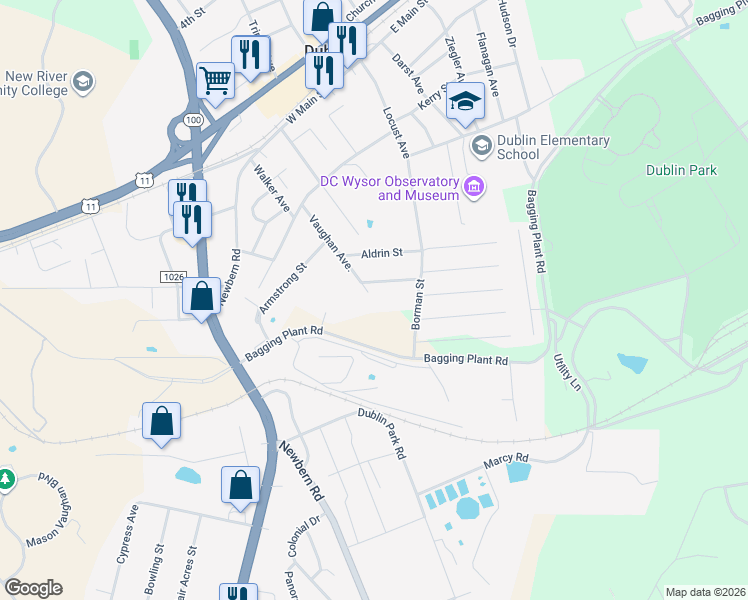 map of restaurants, bars, coffee shops, grocery stores, and more near 5435 Borman Street in Dublin