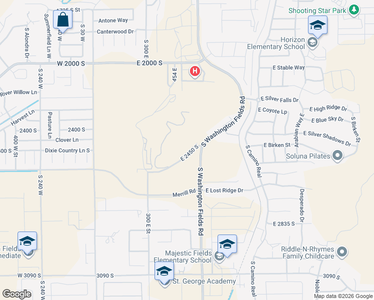 map of restaurants, bars, coffee shops, grocery stores, and more near 2420 South Washington Fields Road in Washington