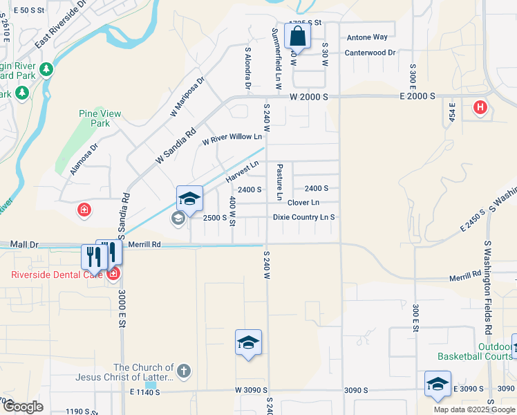 map of restaurants, bars, coffee shops, grocery stores, and more near 299 Clover Lane in Washington