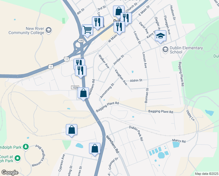 map of restaurants, bars, coffee shops, grocery stores, and more near 5098 Armstrong Street in Dublin