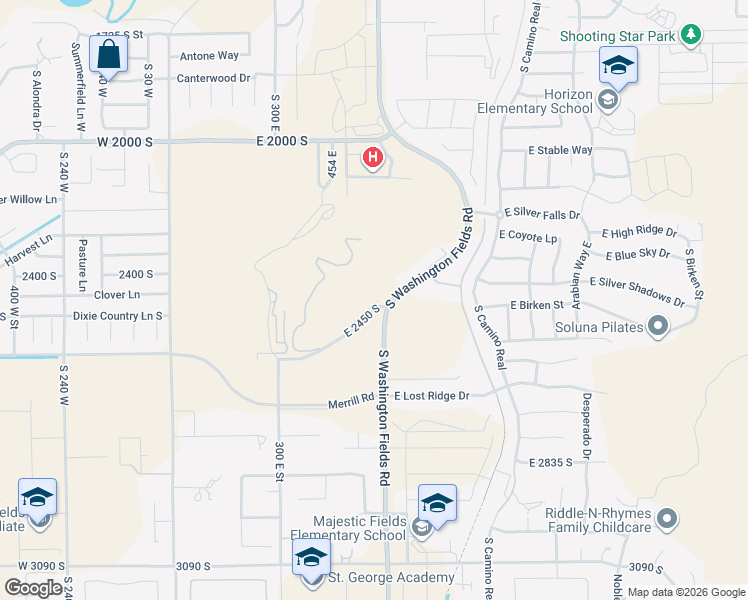 map of restaurants, bars, coffee shops, grocery stores, and more near 2420 South Washington Fields Road in Washington
