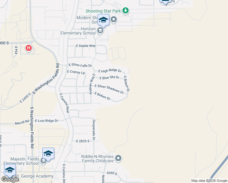 map of restaurants, bars, coffee shops, grocery stores, and more near 1288 East Silver Shadows Drive in Washington