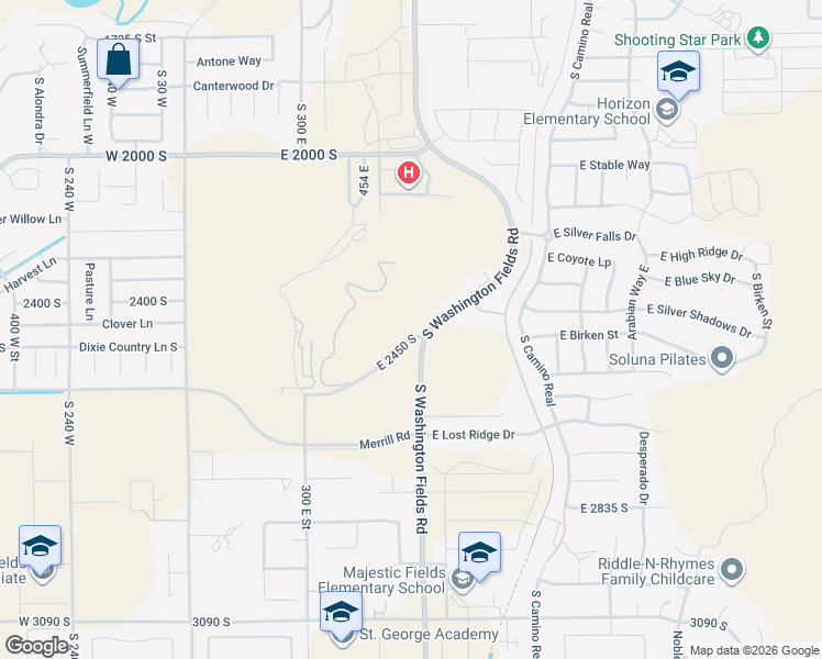 map of restaurants, bars, coffee shops, grocery stores, and more near 2420 South Washington Fields Road in Washington