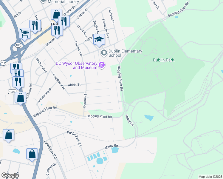 map of restaurants, bars, coffee shops, grocery stores, and more near 5504 Shepard Drive in Dublin