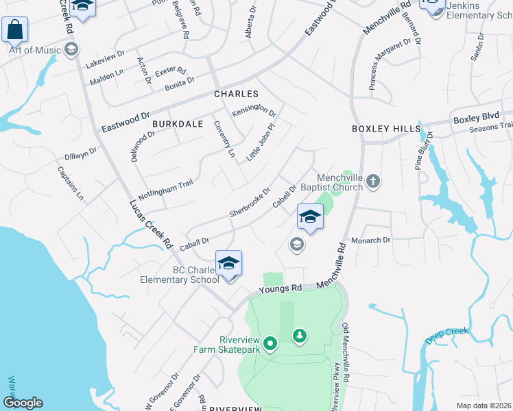 map of restaurants, bars, coffee shops, grocery stores, and more near 243 Cabell Drive in Newport News