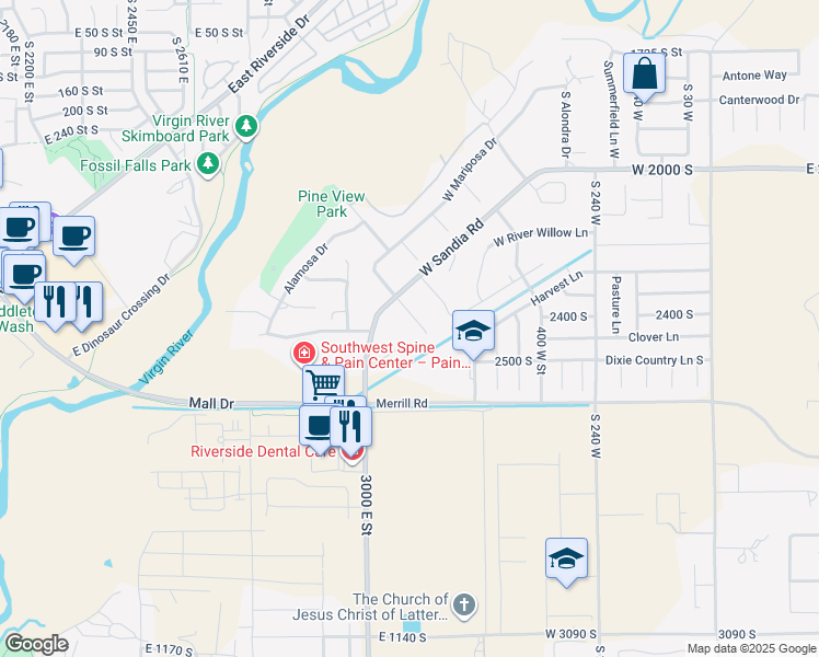 map of restaurants, bars, coffee shops, grocery stores, and more near 2368 South Coletero Circle in Washington