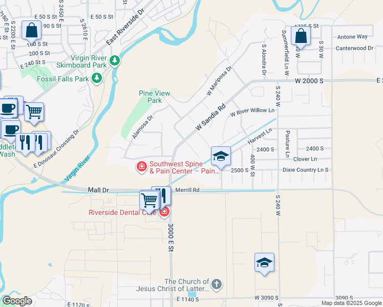 map of restaurants, bars, coffee shops, grocery stores, and more near 2368 South Coletero Circle in Washington