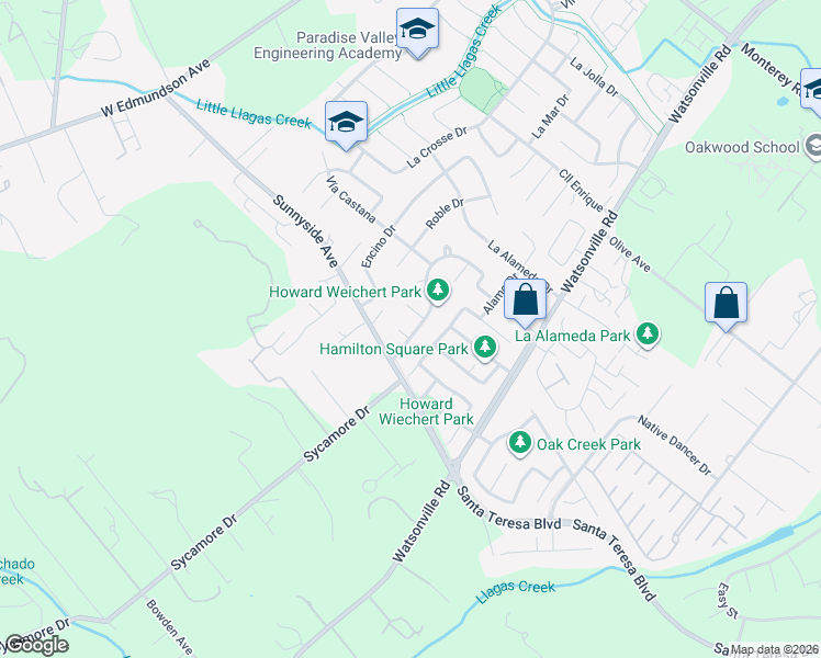 map of restaurants, bars, coffee shops, grocery stores, and more near 15415 Sierra Morena Court in Morgan Hill