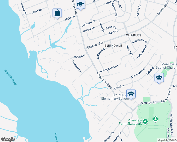 map of restaurants, bars, coffee shops, grocery stores, and more near 90 Brennhaven Drive in Newport News
