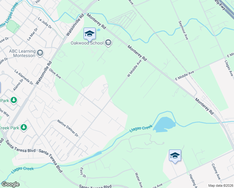 map of restaurants, bars, coffee shops, grocery stores, and more near 360 West Middle Avenue in Morgan Hill