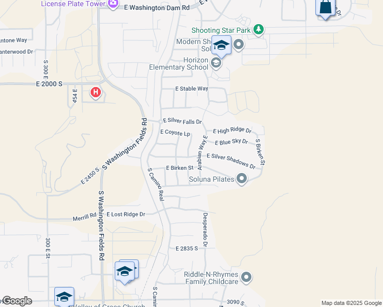 map of restaurants, bars, coffee shops, grocery stores, and more near 1041 East Silver Shadows Drive in Washington