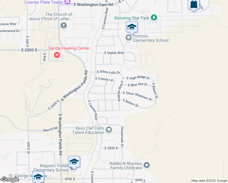 map of restaurants, bars, coffee shops, grocery stores, and more near 1041 East Silver Shadows Drive in Washington