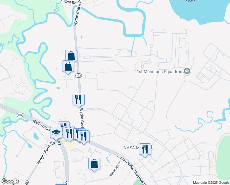 map of restaurants, bars, coffee shops, grocery stores, and more near in Hampton