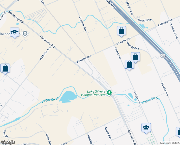 map of restaurants, bars, coffee shops, grocery stores, and more near 14430 Monterey Road in San Martin