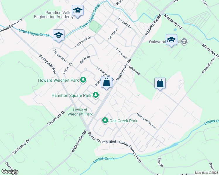 map of restaurants, bars, coffee shops, grocery stores, and more near 15175 Pratola Court in Morgan Hill