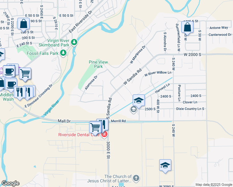 map of restaurants, bars, coffee shops, grocery stores, and more near 2322 South Coletero Circle in Washington