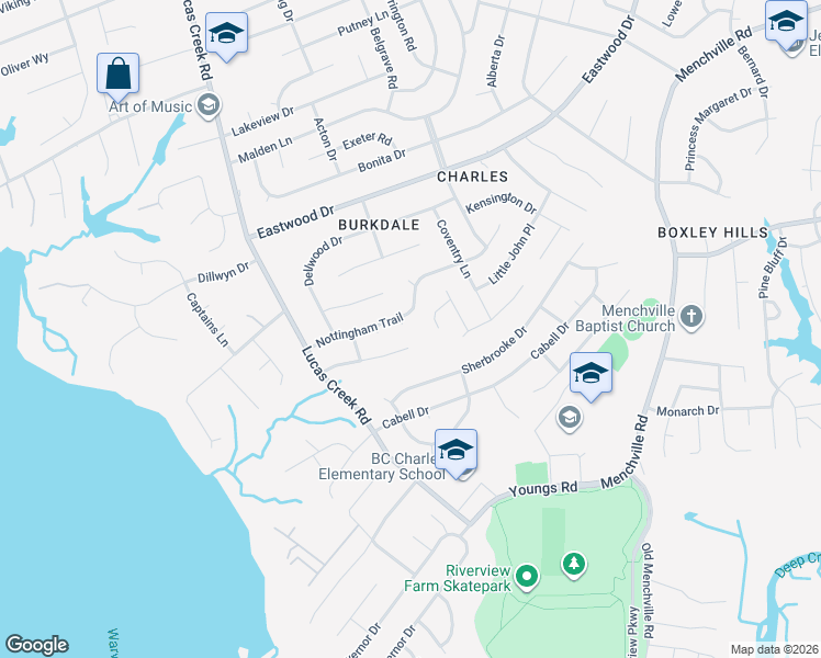 map of restaurants, bars, coffee shops, grocery stores, and more near 165 Sir Arthur Court in Newport News