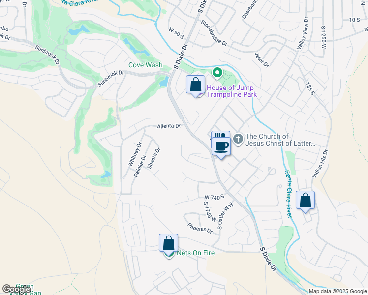map of restaurants, bars, coffee shops, grocery stores, and more near 584 South Dixie Drive in St. George
