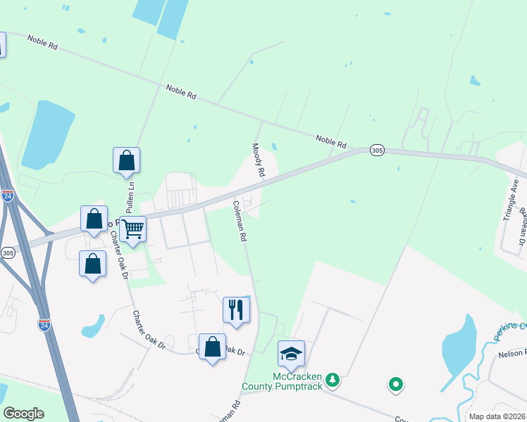 map of restaurants, bars, coffee shops, grocery stores, and more near 4124-4498 Cairo Rd in Paducah