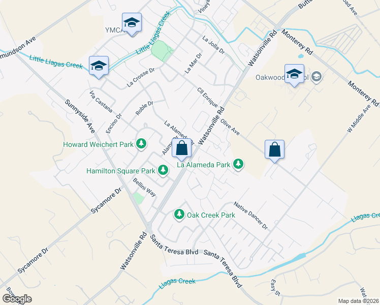 map of restaurants, bars, coffee shops, grocery stores, and more near 15195 Pratola Court in Morgan Hill