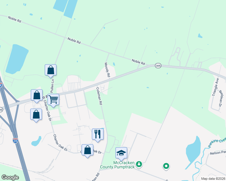 map of restaurants, bars, coffee shops, grocery stores, and more near 4335 Old Cairo Road in Paducah