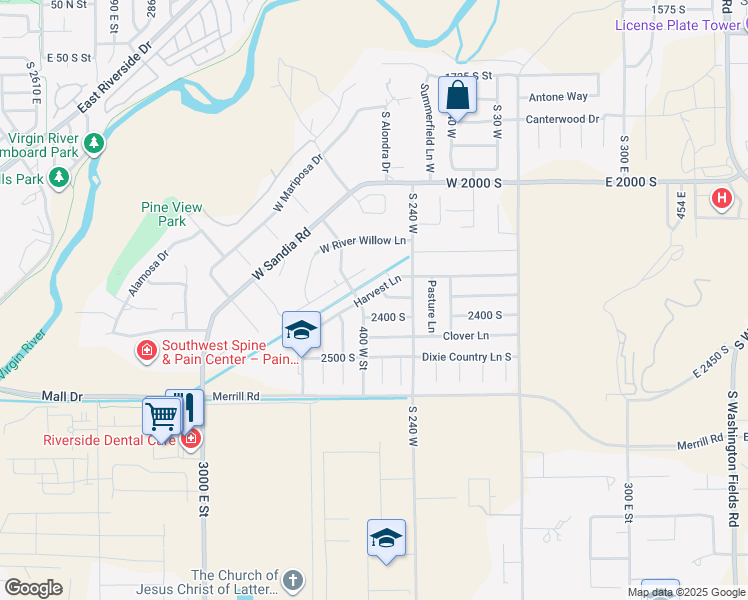 map of restaurants, bars, coffee shops, grocery stores, and more near 377 Harvest Lane in Washington