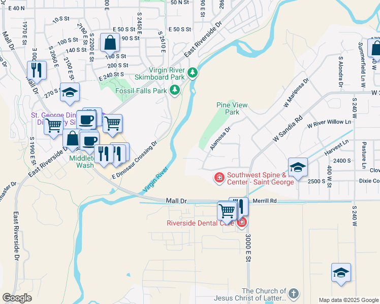 map of restaurants, bars, coffee shops, grocery stores, and more near 1021 W Churrea Dr in Washington