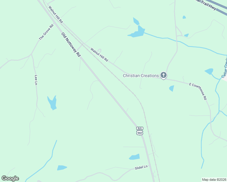 map of restaurants, bars, coffee shops, grocery stores, and more near Old Nottoway Road in Blackstone