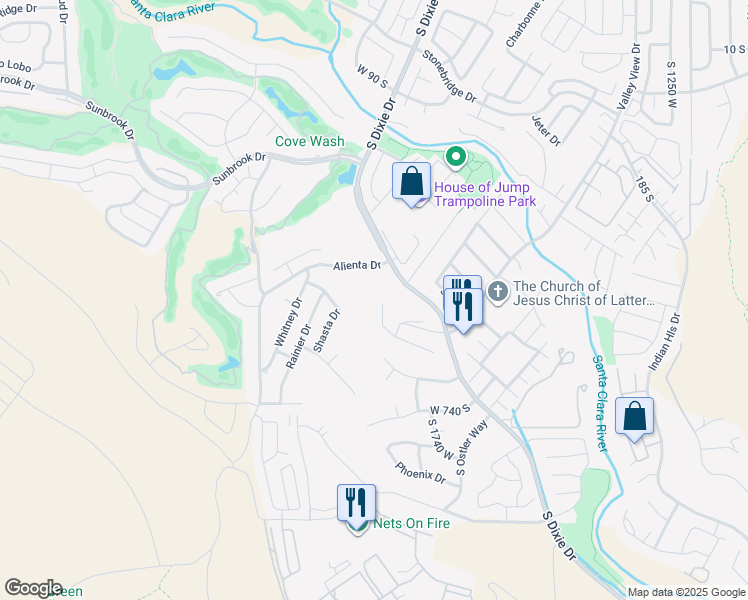 map of restaurants, bars, coffee shops, grocery stores, and more near 584 South Dixie Drive in St. George