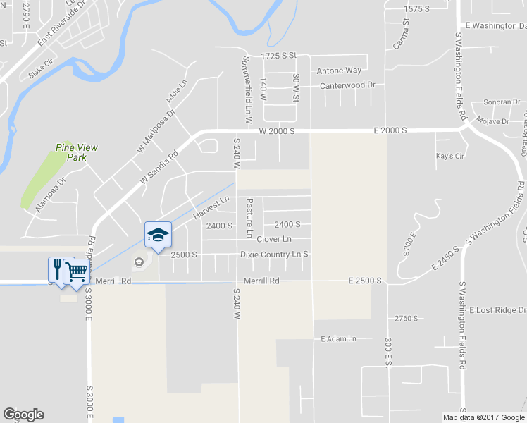 map of restaurants, bars, coffee shops, grocery stores, and more near 2350 South in Washington