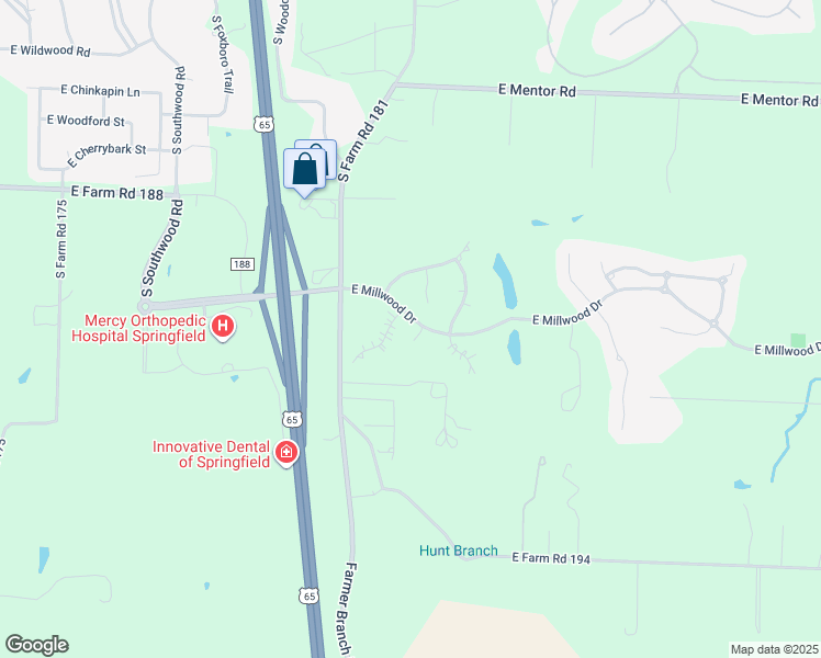 map of restaurants, bars, coffee shops, grocery stores, and more near 6227 South Woodside Circle in Ozark