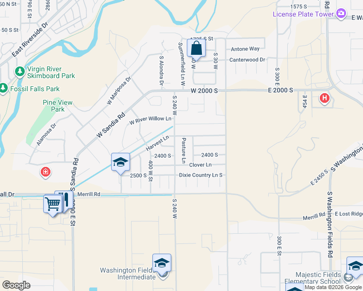 map of restaurants, bars, coffee shops, grocery stores, and more near 2350 South in Washington