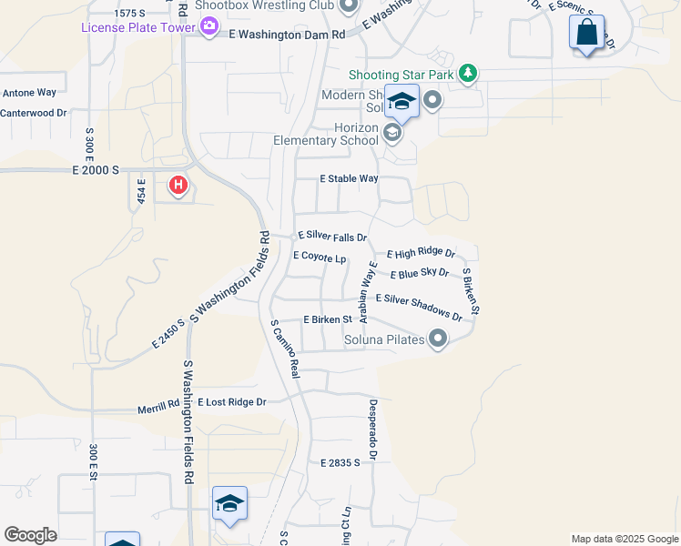 map of restaurants, bars, coffee shops, grocery stores, and more near 2270 South Coyote Loop in Washington
