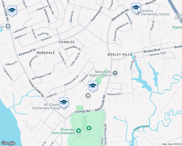 map of restaurants, bars, coffee shops, grocery stores, and more near 270 Cabell Drive in Newport News