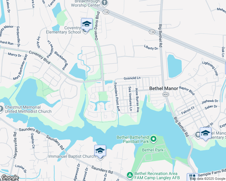 map of restaurants, bars, coffee shops, grocery stores, and more near 203 Wrought Iron Bend in Yorktown