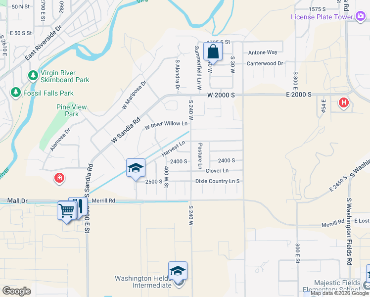 map of restaurants, bars, coffee shops, grocery stores, and more near 2350 South in Washington