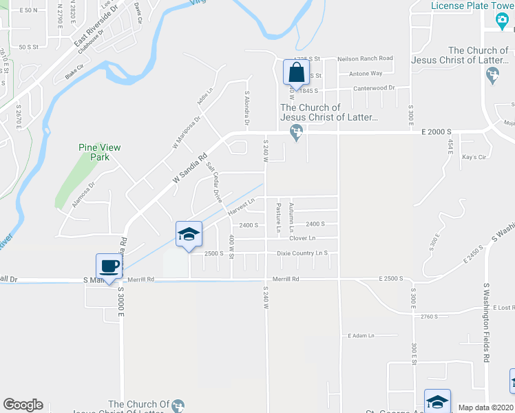 map of restaurants, bars, coffee shops, grocery stores, and more near 300 2350 South in Washington