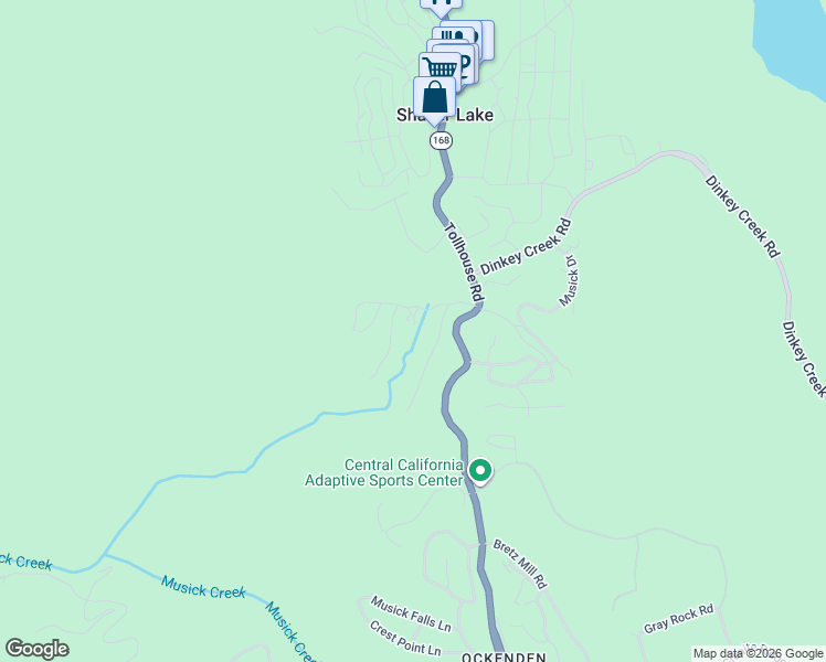 map of restaurants, bars, coffee shops, grocery stores, and more near 41442 Indian Rock Road in Shaver Lake
