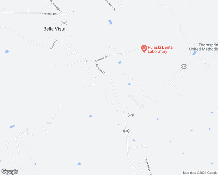 map of restaurants, bars, coffee shops, grocery stores, and more near 5452 Alum Spring Road in Pulaski