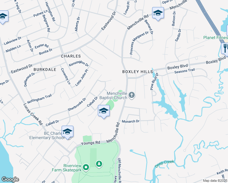map of restaurants, bars, coffee shops, grocery stores, and more near 274 Weatherford Way in Newport News
