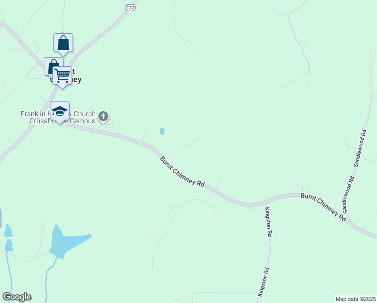 map of restaurants, bars, coffee shops, grocery stores, and more near 625 Burnt Chimney Road in Wirtz