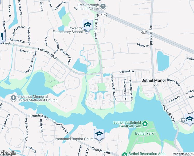 map of restaurants, bars, coffee shops, grocery stores, and more near 201 Andover Court in Yorktown